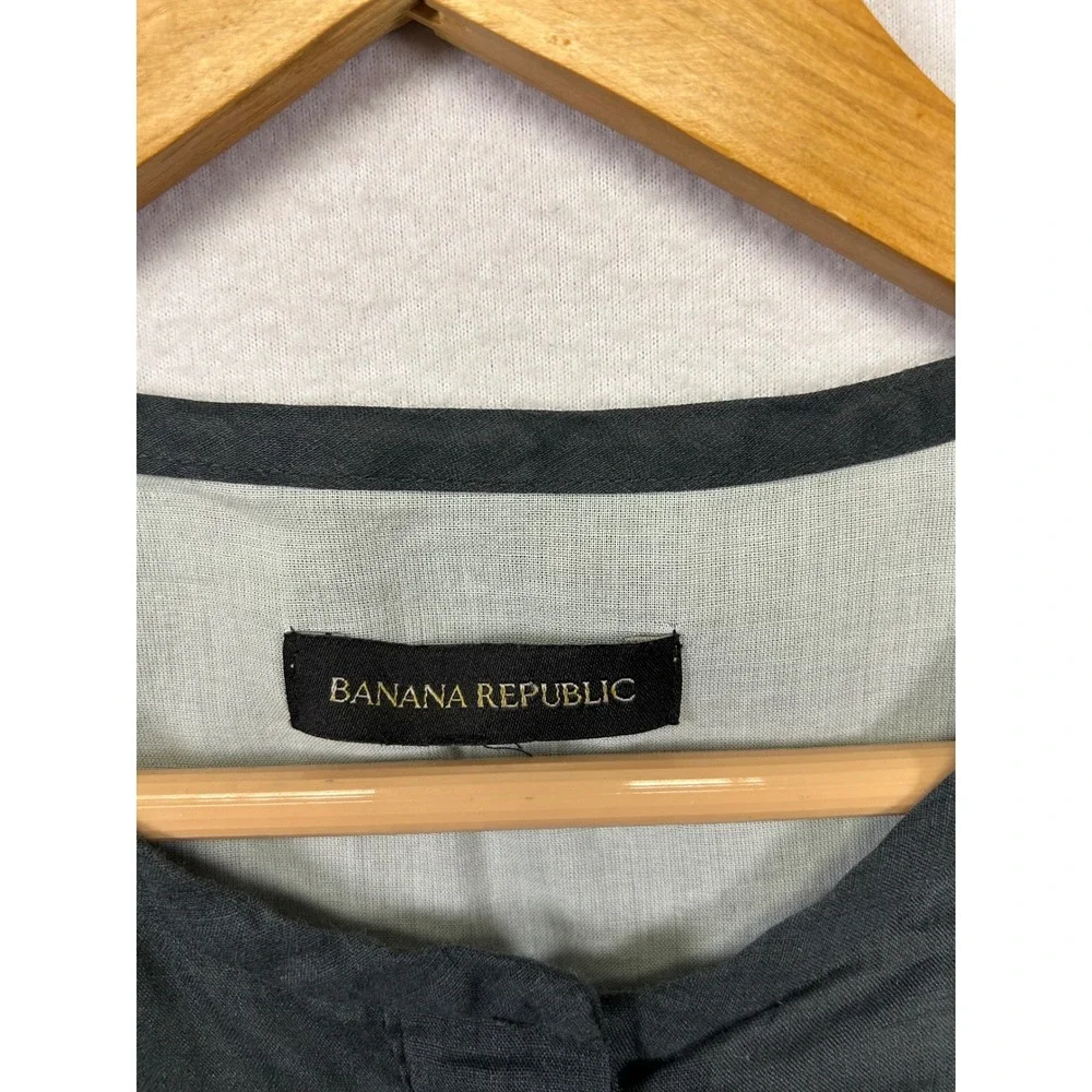 Minimalist‎ Banana Republic Womens 10 Petite Dark Gray Ramie Utility Romper